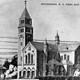 De tekening van de in 1922 gebouwde Cosmas & Damianuskerk. De hoge klokkentoren is nooit gebouwd. © Collectie G.G. Driessen, CC-BY-NC