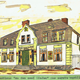 Tekening van Gasthaus uit het plakboek van Johan Hartgers © A. Hartgers, CC-BY-NC-SA