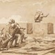 Gewassen tekening Jan van Schaffelaar springt, door Willem de Famar Testas © Gemeentearchief Barneveld